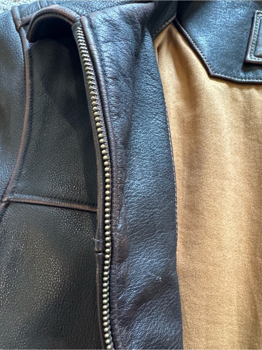 Vintage Sonoma Chocolate Brown Leather Bomber Jacket - Large - Picture 10 of 16